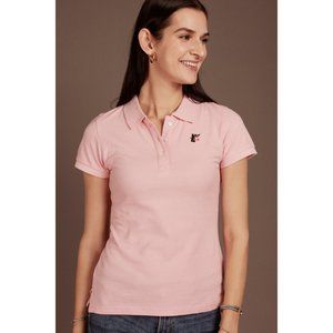 New MISS TOP GUN Cotton Pink Polo Y2K Shirt Size S